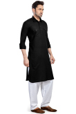Black Cotton Men Kurta Pajama