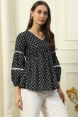 Black Cotton Printed Short Ready Made Kurti