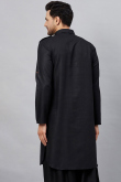 Black Cotton Silk Men's Kurta Chuidar For Festival