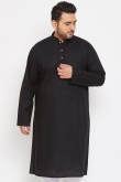 Black Cotton Silk Men's Kurta Chuidar For Festival