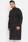 Black Cotton Silk Men's Kurta Chuidar For Festival