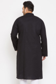 Black Cotton Silk Men's Kurta Chuidar For Festival
