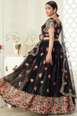 Black Embroidered Net A Line Lehenga