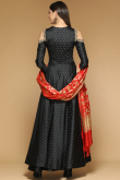 Black Dupion Embroidered Anarkali Suit for Wedding & Party