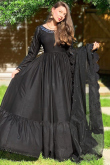 Black Dupion Silk Anarkali Style Anarkali Suit