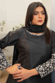 Black Dupion Silk Anarkali Suit with Zari Work for Diwali