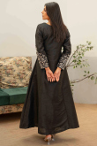 Black Dupion Silk Anarkali Suit with Zari Work for Diwali