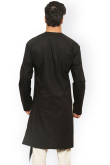 Black Traditional Party Wear Men Kurta in Cotton