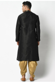 Dupion Silk Men Kurta Pajama in Black for Party 