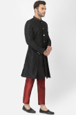 Black Dupion Silk Men's Jacket Style Sherwani
