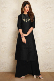 Black Dupion Silk Palazzo Pant Trouser Suit