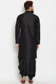 Navy Blue Straight Cut Silk Men Kurta Pajama for Sangeet
