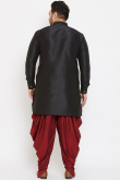 Black Dupion Silk Plain Men's Kurta Dhoti