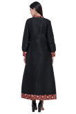 Black Dupion Silk Printed Front Slit Kurti