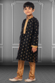 Boy's Kurta Pajama for Wedding Wear in Dupion Silk Black
