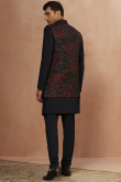 Black Dupion Silk Straight Cut Men's Sherwani