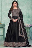 Black Embroidered Art Silk Anarkali Suit for Wedding & Party