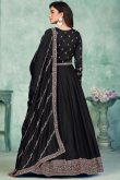 Black Embroidered Art Silk Anarkali Suit for Wedding & Party