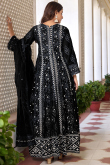 Black Embroidered Front Slit Georgette Anarkali Suit 