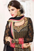 Black Embroidered Georgette Anarkali Suit