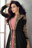Black Embroidered Georgette Jacket Style Anarkali Suit