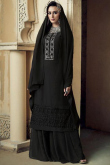 Black Faux Silk Sharara Suit