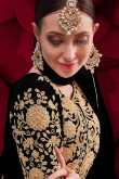 Black Embroidered Georgette Trouser Suit