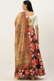 Black Floral Print Silk A Line Style Lehenga