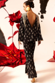 Black Foil Print Silk Indo-Western Hip Length Palazzo Suit for Wedding & Party