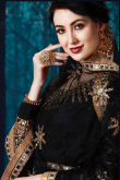 Black Georgette Anarkali Suit With Mirror Work
