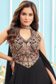 Black Georgette Dhoti Style Lehenga with Zari Work for Weddings