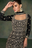 Black Georgette Anarkali Suit with Mirror & Zari Work