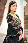 Stone Work Party Wear Anarkali Suit in Black Georgette