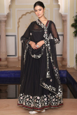 Black Georgette Embroidered Anarkali Suit