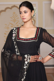 Black Georgette Embroidered Anarkali Suit