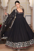 Black Georgette Embroidered Anarkali Suit