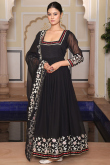 Black Georgette Embroidered Anarkali Suit