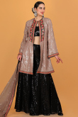 Black Georgette Embroidered Jacket Style Palazzo Suit