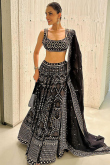 Black Georgette Embroidered Panelled Style Lehenga