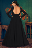 Black Georgette Embroidered Party Wear Gown