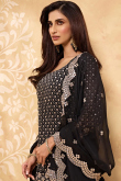 Black Georgette Embroidered Sharara Suit