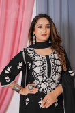 Black Georgette Sharara Suit with Resham & Lace Detailing