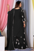 Black Georgette Sharara Suit with Resham & Lace Detailing