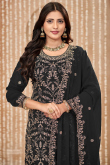 Black Georgette Trouser Suit with Zari & Resham Detailing