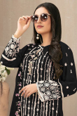 Black Georgette Trouser Suit with Cut Work & Organza Dupatta