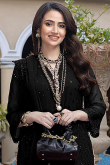 Black Georgette Embroidered Trouser Suit for Wedding & Party