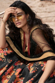 Black Georgette Flared Lehenga In Digital Print
