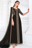 Black Georgette Front Slit Party Wear Anarkali Suit