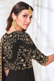 Black Georgette Front Slit Party Wear Anarkali Suit
