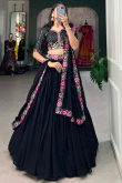 Black Georgette Lehenga With Sequins Work For Diwali